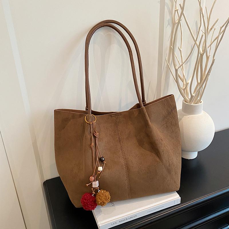 IELGY Ladies Tote Bag Suede Large Capacity Retro Shoulder Bag