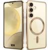 Protective Case - BOOLING - for Samsung Galaxy S24 - Silicone - Magnetic Ring - Gold
