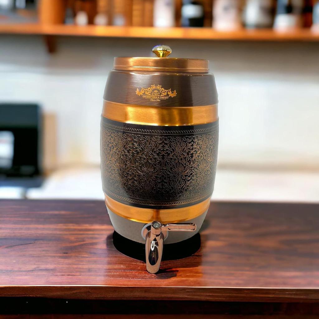 Pure Copper Dispenser 5 Litres Antique Itched Design