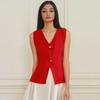 Women's Summer V Neck Vest Button-up Sleeveless Suit Jacket Waistcoat Casual Business Blazer Vest Top