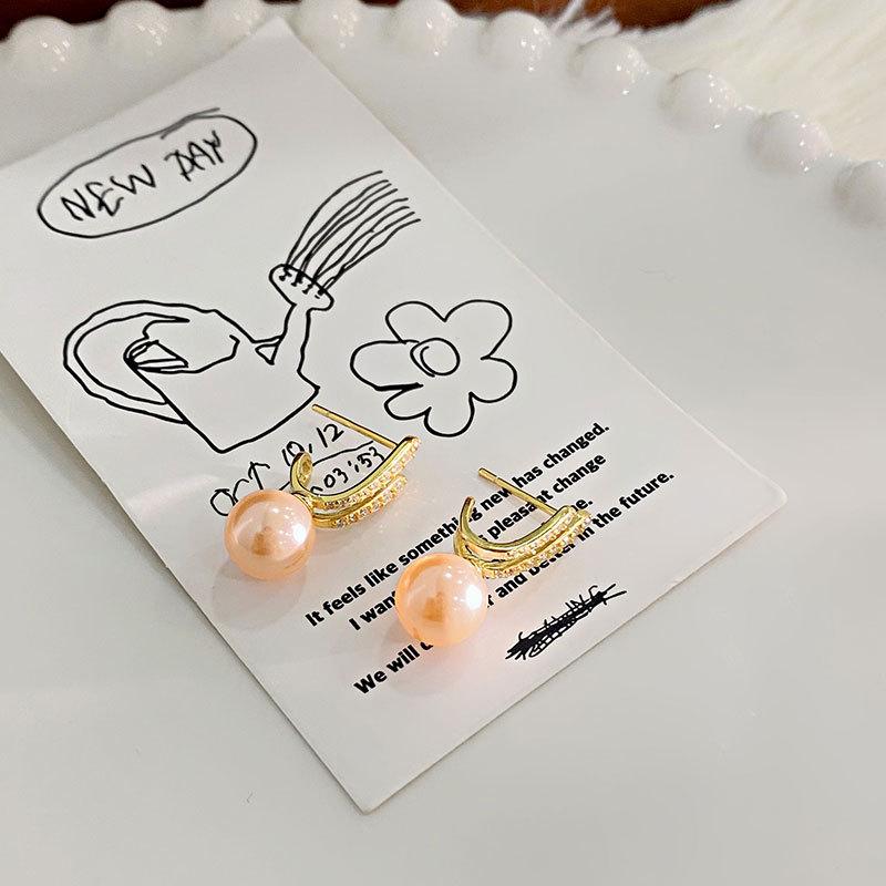 Двухслойные жемчужные серьги, инкрустированные бриллиантами, легкие, роскошные, высокого класса, нишевый дизайн, новые серьги