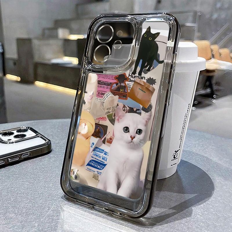 Чехол для телефона Cat для iPhone 13, чехлы для iPhone 11, 16 Pro Max, 14, 15, 12 XR, 13pro, 16pro, 16promax, 13promax, мягкие прозрачные чехлы из ТПУ, Fundas