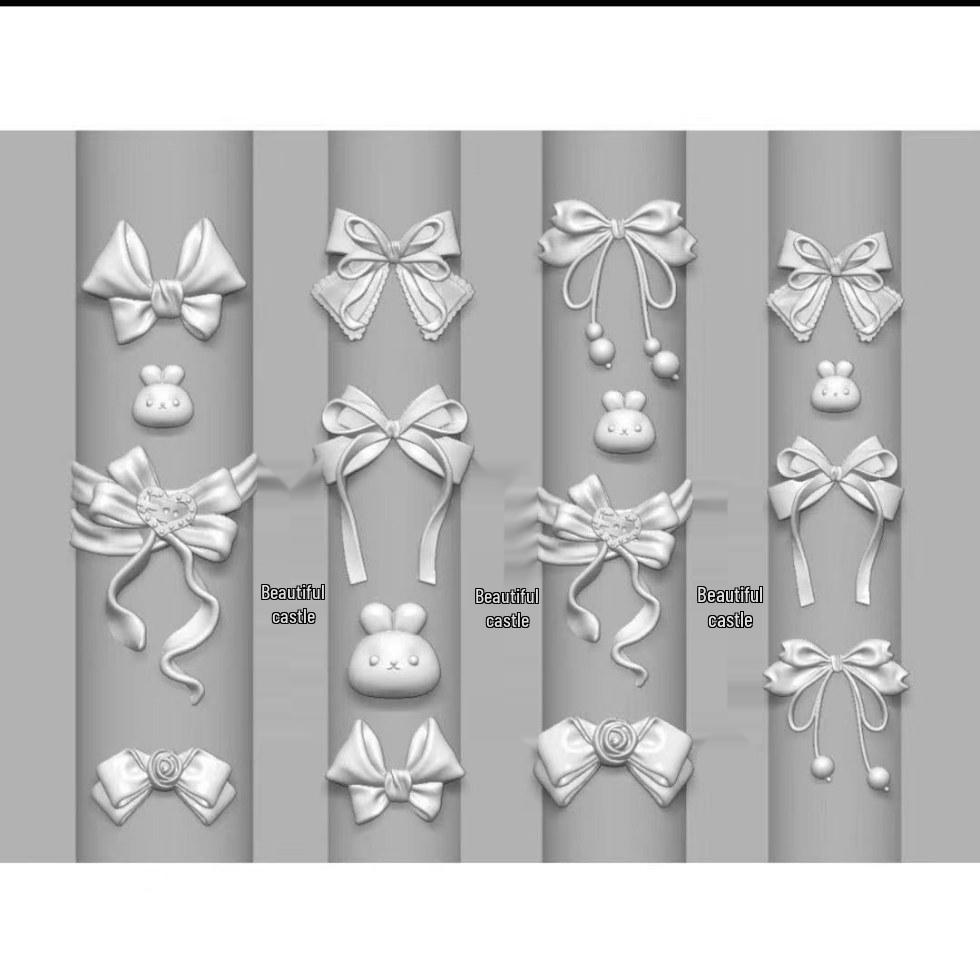 August New Arrival: Cute Rabbit Bow Nail Art Stencils - Girly Style