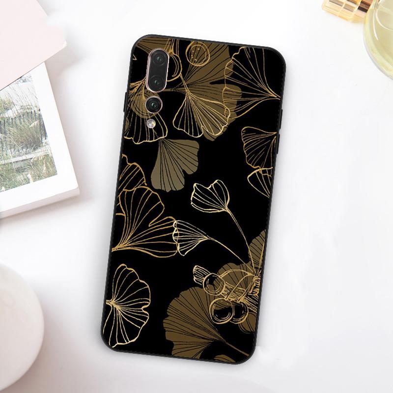 Лист гинкго Золотая фольга Арт Для Huawei Nova Y60 Y70 Y90 Y72 Y73 Y61 Y91 7i 8i 11i 12i 12s 9 10 SE P20 P30 P40 Lite Чехол