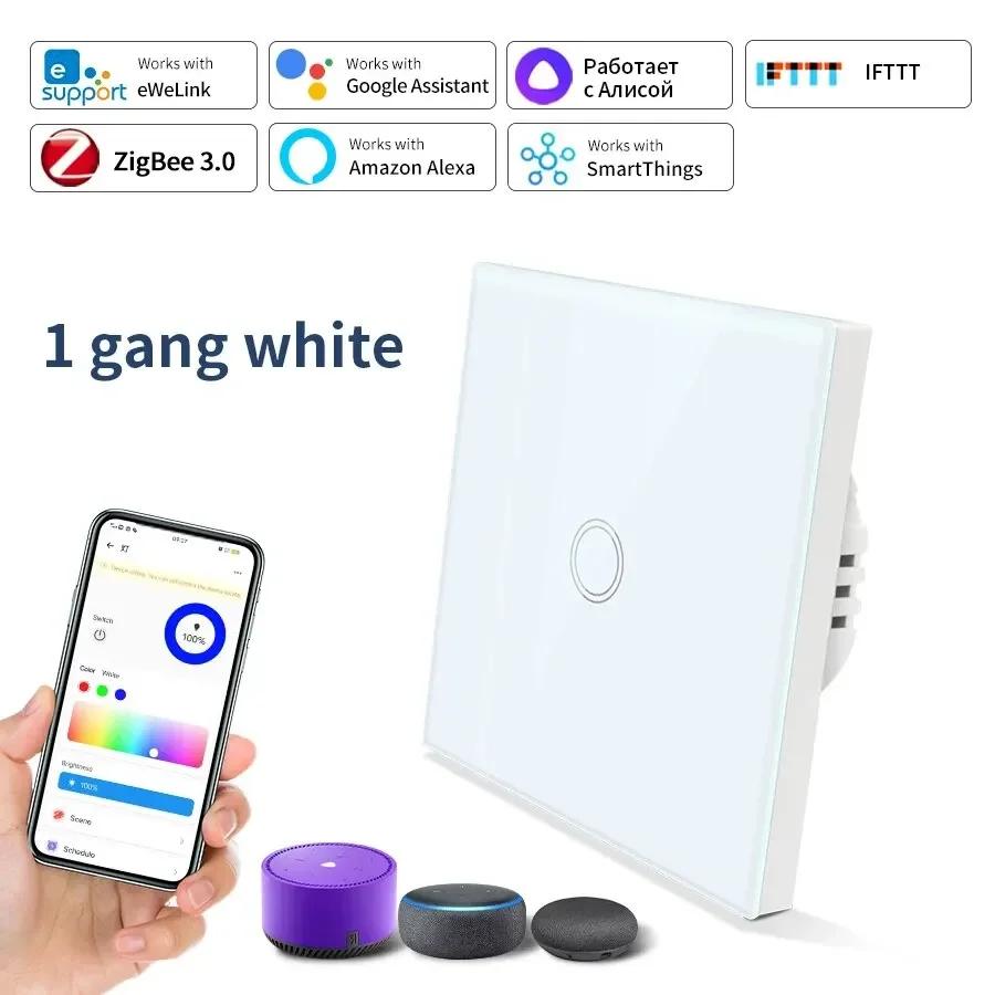 Умные выключатели ZigBee EWeLink 1/2/3 Gang EU Standard WiFi Touch Light Switch APP Voice Control для Alexa Google Home Alice
