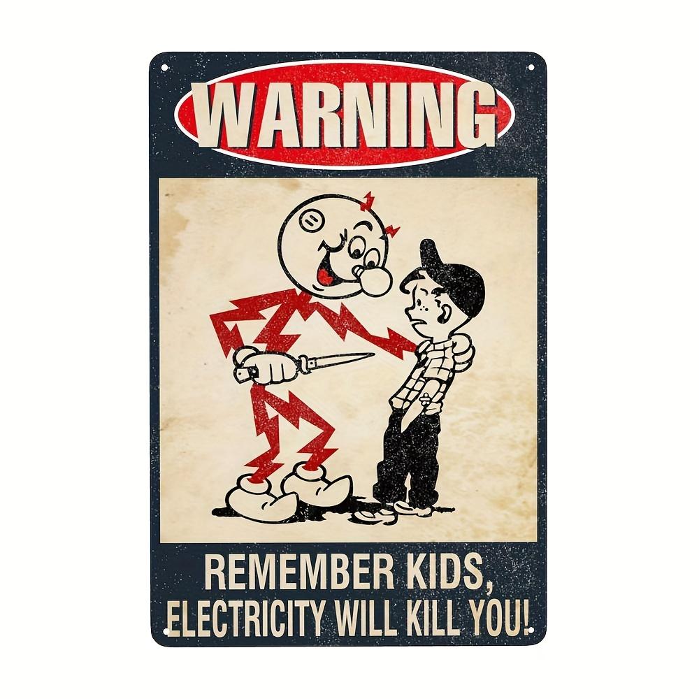 Vintage Electricity Warning Tin Sign Metal Poster for Man Cave Garage Bar Wall Decor