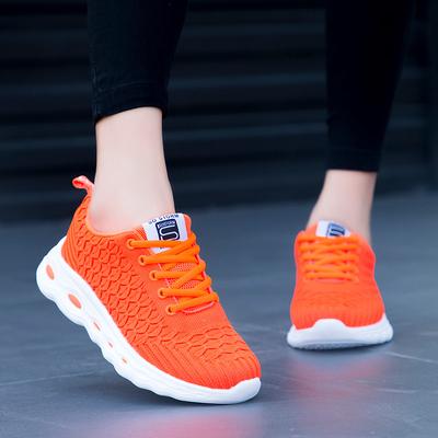 Оранжевые повседневные дышащие кроссовки Fly Air Mesh Chaussure Femme Sport Platform Ladies Trainers Shoes For Women Zapatos Mujer