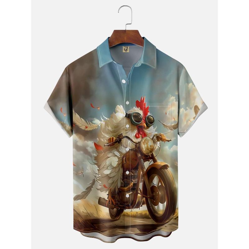Мужская рубашка Hawaii с 3D-принтом и забавными мультяшными животными, топы с короткими рукавами, летняя повседневная мужская одежда, уличная модная рубашка для мальчиков