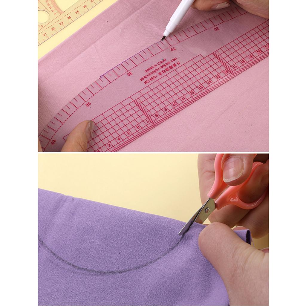 Многофункциональная линейка для пэчворка, французская лекальная линейка, прозрачная шкала, шаблон для рисования кроя и пошива одежды, инструмент для начинающих дизайнеров