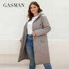 Gasman New Women's Jacket Spring 2022 Long Fashion Casual Waistline Parka Windproof Warm Thin Cotton Woman Coat Outwear 8284