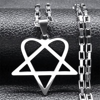 Хип-Хоп Рок Музыка Him Heartagram Звезда Сердце Ожерелье для Женщин Мужчин Нержавеющая Сталь Черный Металл Цепь Готика Панк Ювелирные Изделия
