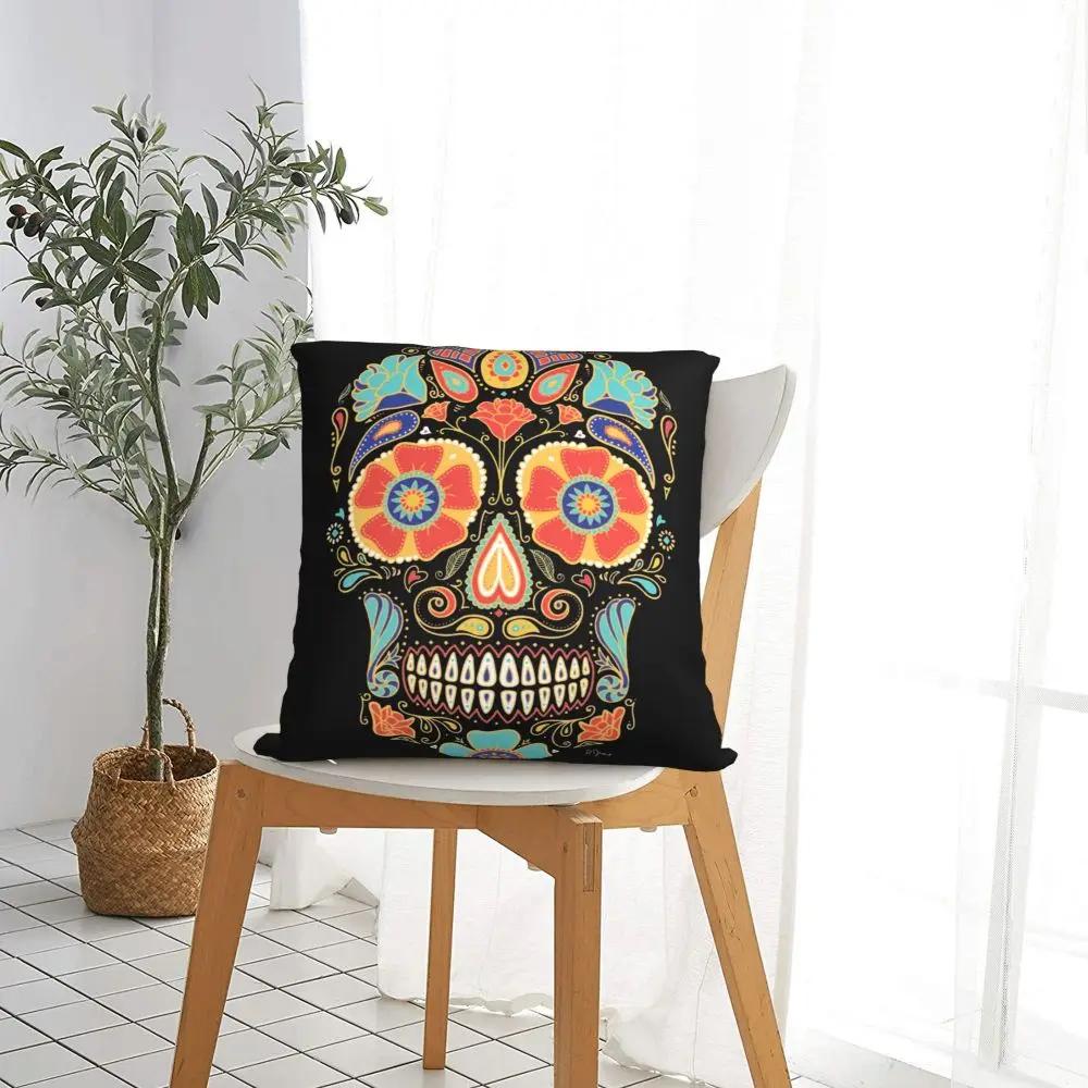 Sugar Skull Candy Pillowcase Double-sided Printing Cushion Cover Decoration Throw Pillow Case Cover Home Square