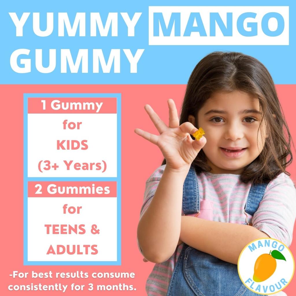 Nutrabud Multivitamin Gummies 60 Count Mango Flavor Sugar-Free Daily Supplement for Kids and Adults for Energy and Wellness