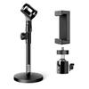 Getaria Mini Tabletop Microphone Stand Disc Base Desktop Microphone Stand with Adjustable Clip and Metal Male To Female Compatible with Blue Yeti