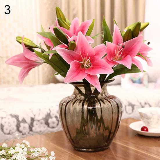 1 шт. 3 головки сладкий искусственный цветок поддельные лилии цветочный домашний декор для свадебной вечеринки