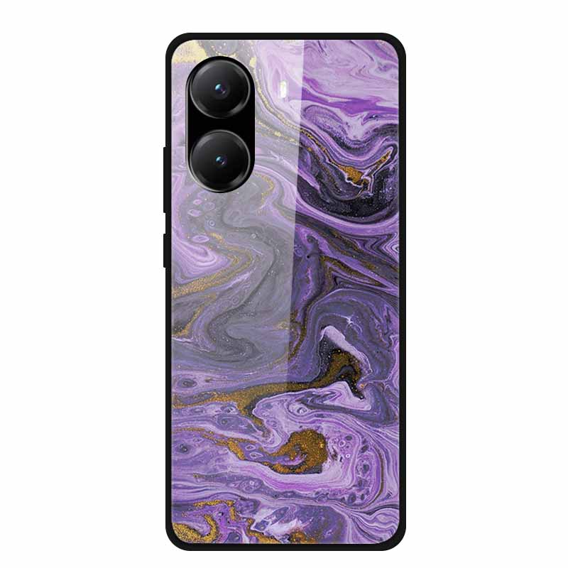 Закаленное Стекло Чехол для Poco X7 Pro Задняя Крышка ПК Жесткие Ударопрочные Чехлы для Xiaomi PocoX7 Pro Funda Мраморная Текстура Модный Coque