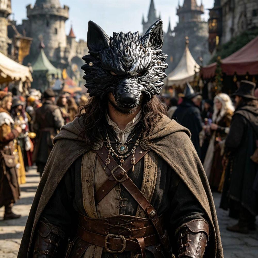 Funny Cosplay Halloween Wolf Mask 3D Fur Texture Werewolf Mask Party Costume Mask  Dress Up Prop