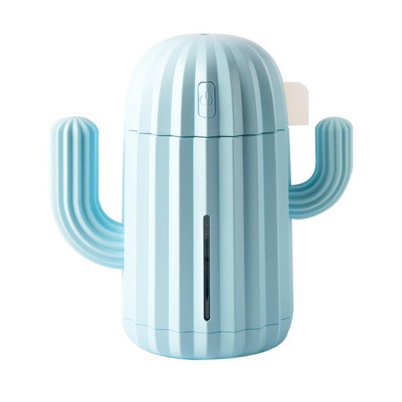 Cactus Air Humidifier 340ml USB Uling Uling Aromatherapy Essential Oil Diffuser Mist Maker Fabricger Mini with LED Light | Humidifiers (Blue)