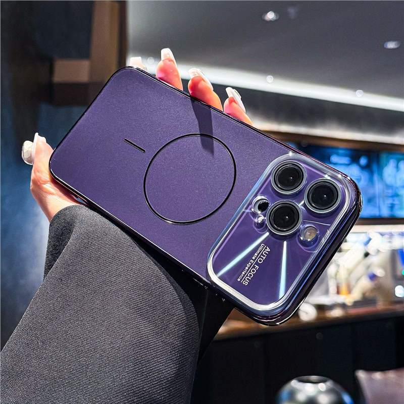 Apple 17 Pro Max Электрооцинкованный Магнитный Чехол с AG Матовым Защитным Стеклом на Весь Объектив для iPhone 16