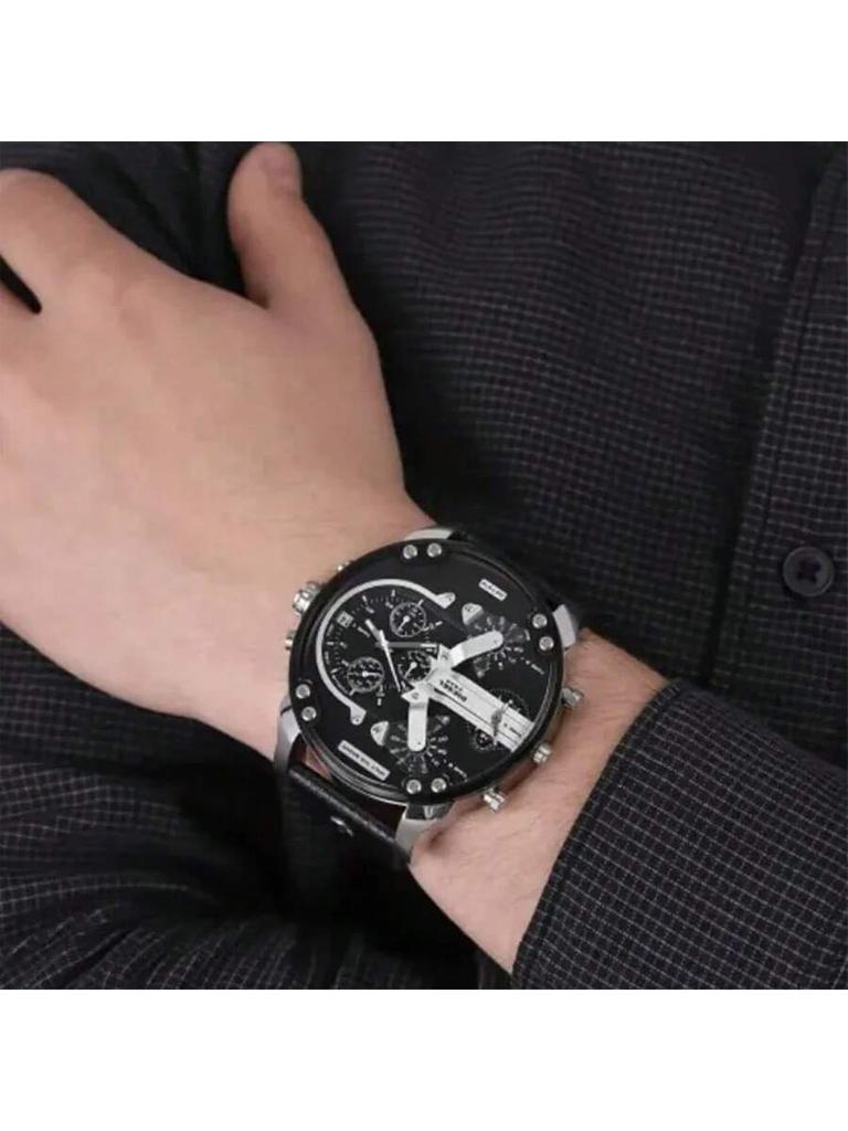 Diesel Мужской массивный черный многофункциональный хронограф 57 мм – Часы с кожаным ремешком, создающие заявление, идеально подходящие для вечеринки, путешествий и уличной моды – DZ7313