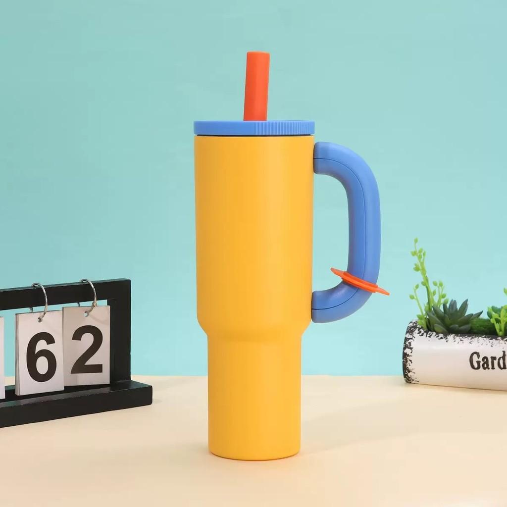 Insulated Travel Mug With Handle And Straw For Outdoor And Car Use