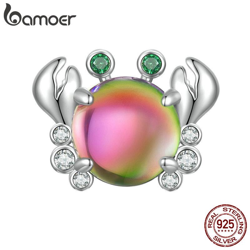 BAMOER Стерлингового Серебра 925 Пробы Мечтательная Серия Oecan Ослепительные Крабовые Бусины Морской Конек Подвески для Женщин Браслет и Ожерелье