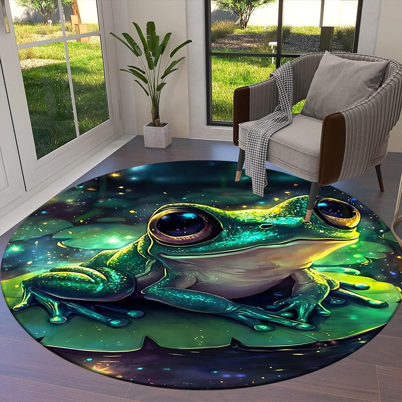 1PC Frog Non-Slip Floor Round carpet, Office, family, bedroom, Large Area Rug Indoor Rugs,  Durable PolyesterH0409
