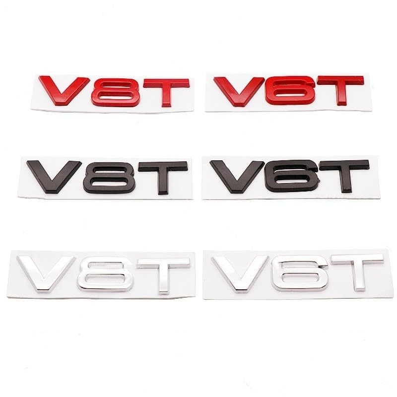EAVBYFJ (Small Store) 3D Metal V6T V8T Side Emblem Tail Trunk Logo Badge Sticker