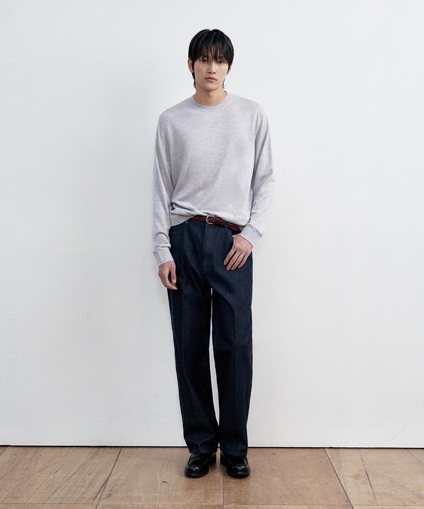 SIECLE Light Wool Crew Neck Knit (Light Gray)