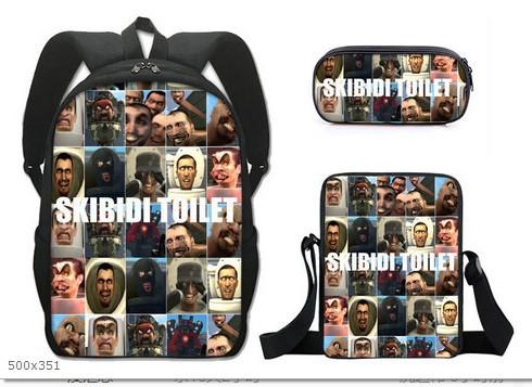 Skibidi toilet man schoolbag titan monitor man backpack satchel pencil case three-piece set