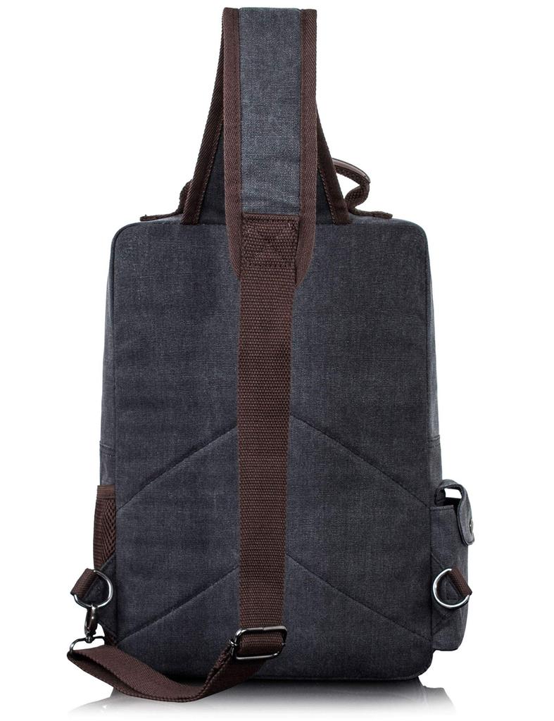 Basic Power Большая холщовая сумка-кроссбоди в военном стиле, большая, вмещает формат А4 и ПК, сумка на одно плечо, сумка, сумка, вместимость, 13-дюймовая (Черный-8596)