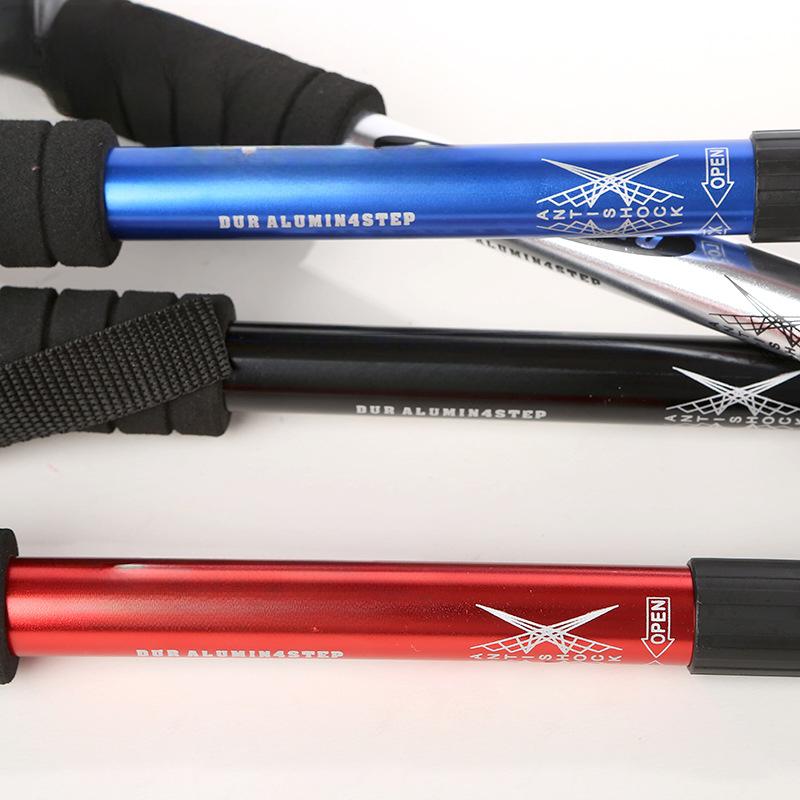 Четырехсекционная складная треккинговая палка с Т-образной ручкой, сверхлегкая телескопическая трость для путешествий на открытом воздухе из алюминиевого сплава