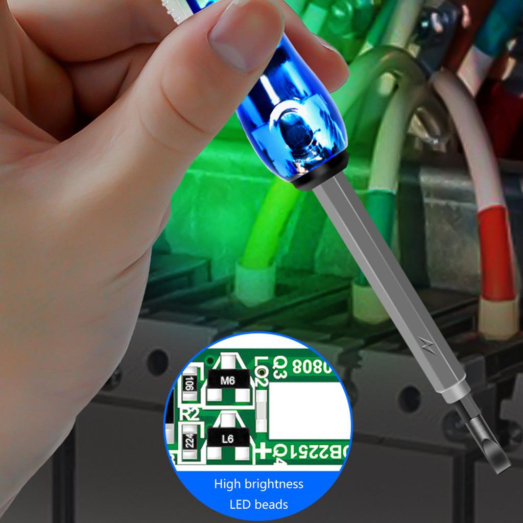 Бесконтактный тестер напряжения, светодиодный фонарик, звуковой сигнал, ручка детектора напряжения 24-500 В, тест на живой/нулевой провод