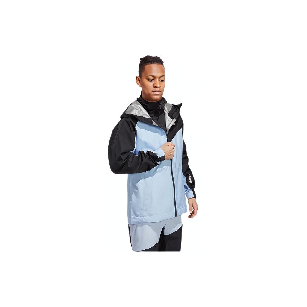 adidas Мужская куртка-ветровка с капюшоном Logo Mountain Soft Shell, водонепроницаемая, светло-розово-голубая, черная HU1115