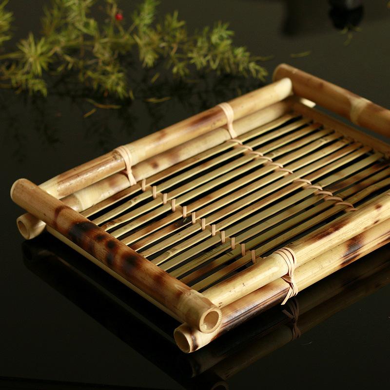 Japanese Cuisine Plate Sushi Bamboo Woven Tray Rectangular Tea Plate Fruit Plate Meal Plate Basket Vegetable Basket
