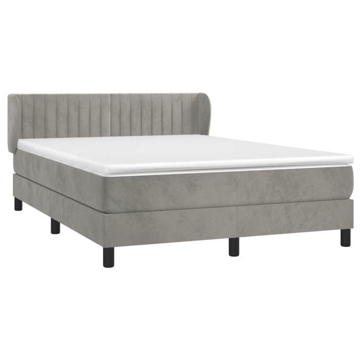 Maison Exclusive - Sommier à lattes de lit et matelas Gris clair 140x200cm Velours