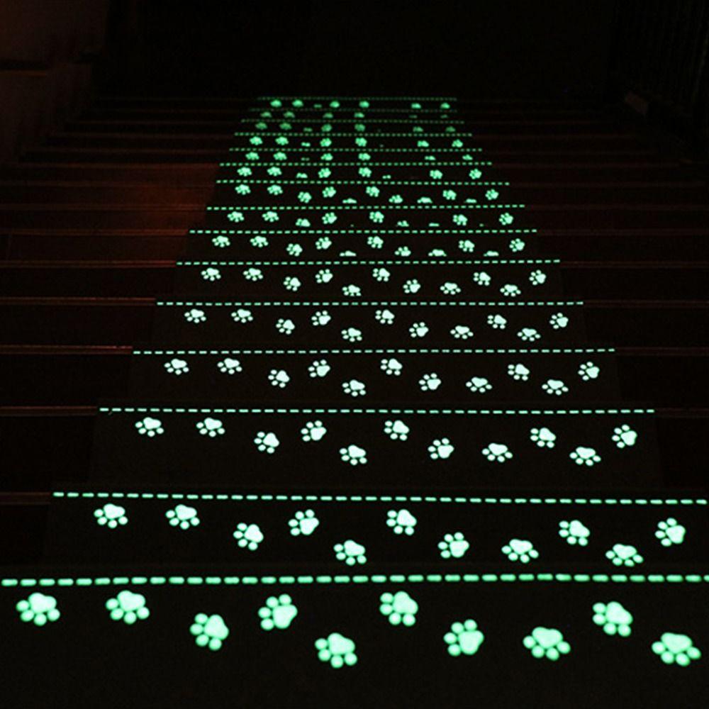Cute Self Adhesive Luminous Bear Claw Stair Mat Washable Water Absorbing Stair Step Mat Safety Mute Step Rug Carpet Stair