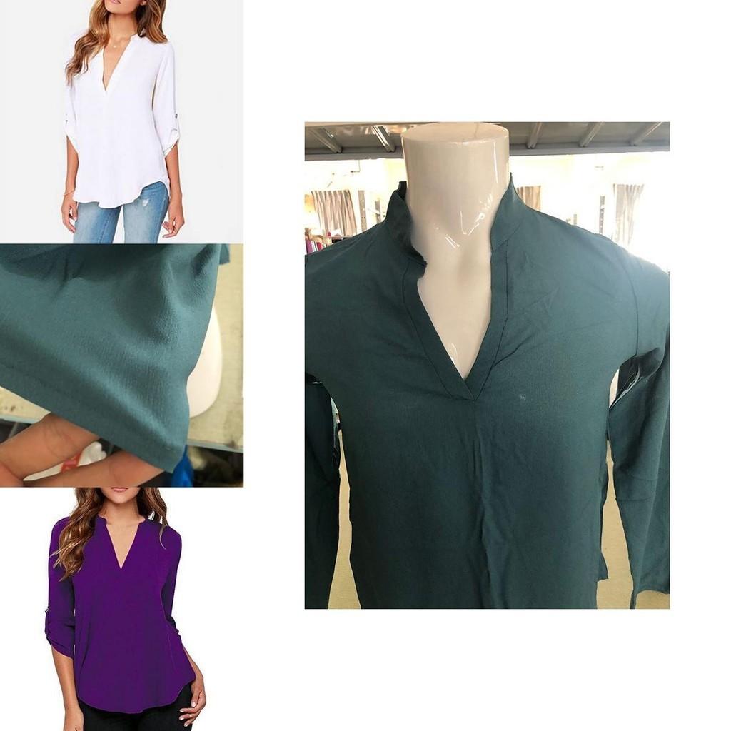 Stylish Women's Casual Long Sleeve V-neck T-shirt Pullover Tunic Blouse Options