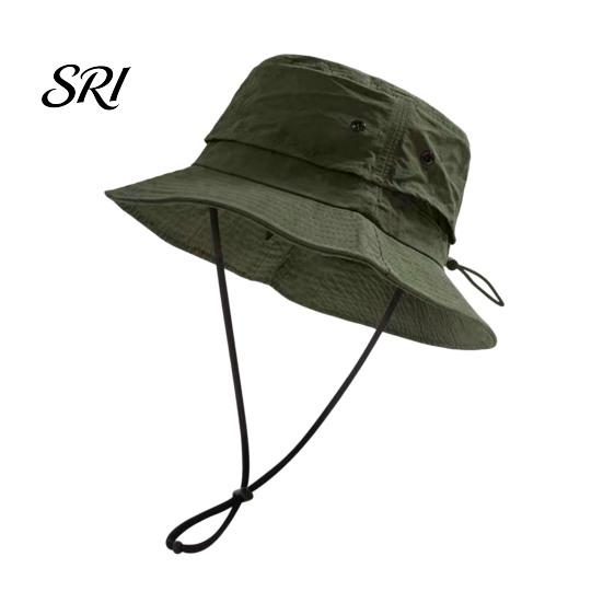 Camping Bucket Hat Foldable Quick-Dry Breathable Mesh Fisherman with Wide Brim Adjustable Windproof Rope Sun Protection Summer