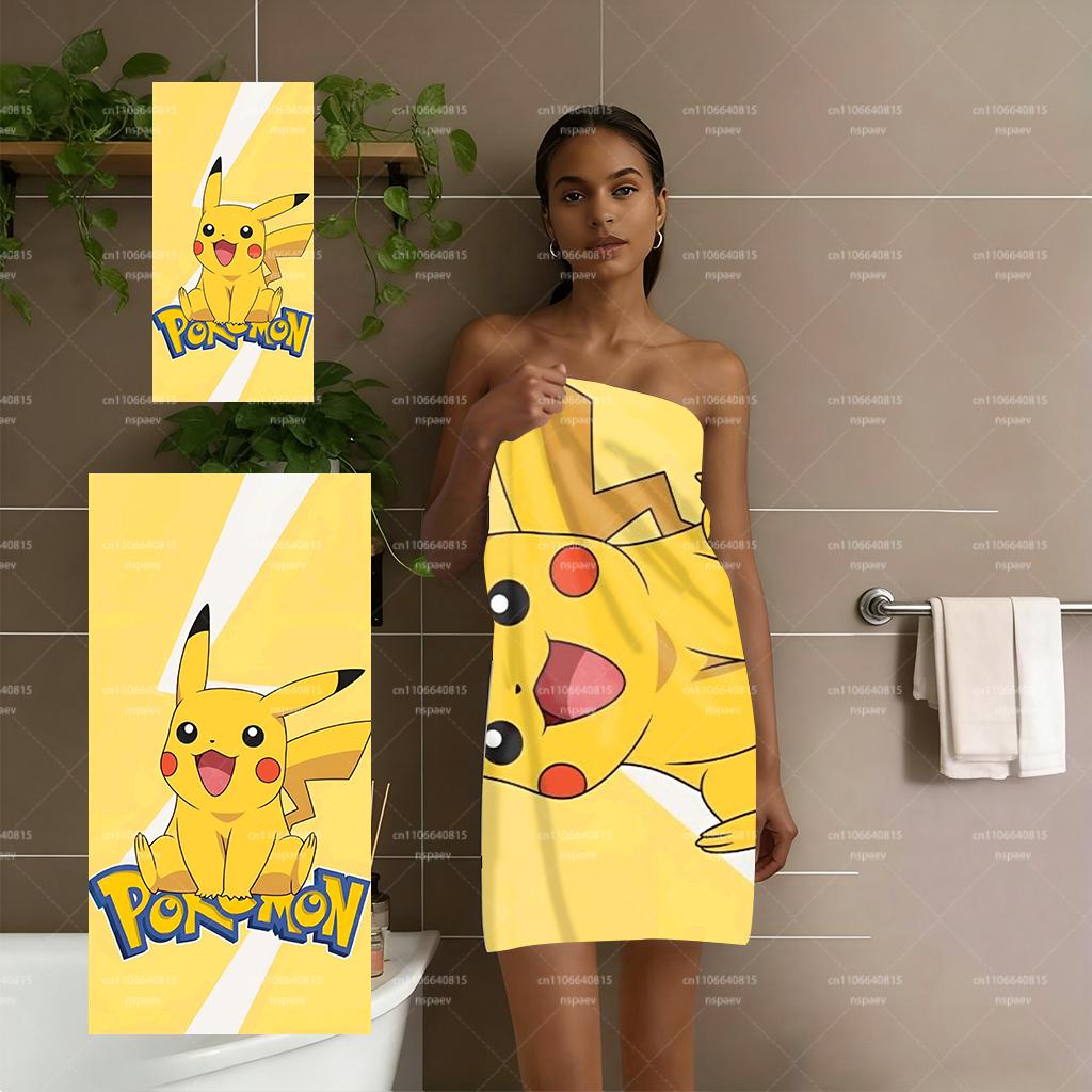 Pokemon Pikachu Beach Towel, Lightning Bolt Design Quick Dry Microfiber Towel for Kids Adults Pool Travel