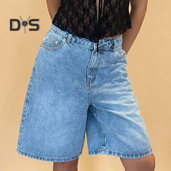 Женские джинсовые шорты длиной до колена с карманами, мешковатые джинсовые шорты-бермуды со средней посадкой, прямые джинсы, короткие брюки