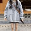 Ladies Loose Plush Hooded Sweatshirt for Women Letter Print Long Sleeved Pullover Hoodies Top for Autumn and Winter