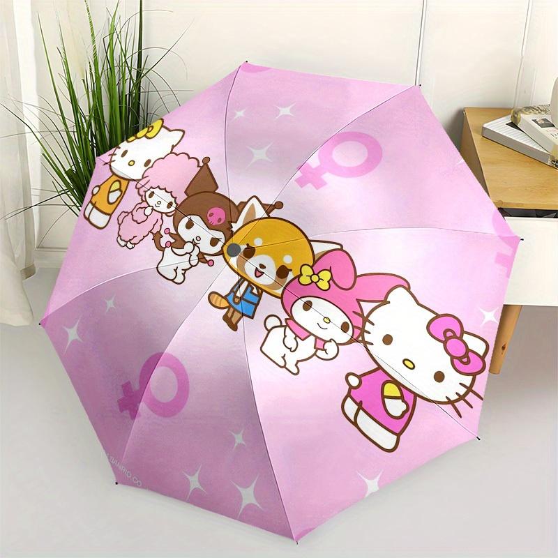 1pc Hello Kitty Friends Pink Background Umbrella with Plastic Handle,Suitable for All Seasons Home Travel Outdoor UmbrellaSanlio118