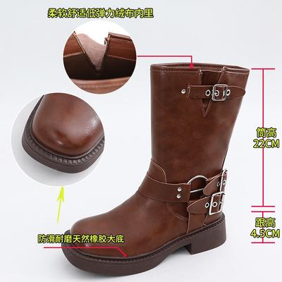 Новые женские ковбойские сапоги осенне-зимние сапоги-мартин средней длины женские сапоги с квадратным носком и толстым каблуком женские повседневные ретро женские сапоги тренд
