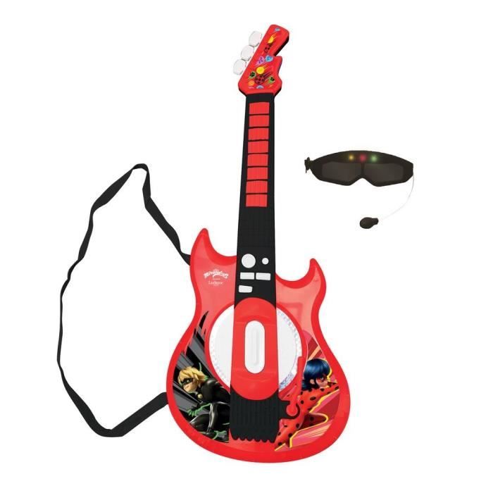 Lexibook - Lady-Bug - Guitare électronique lumineuse - Lunettes avec microphone - Mélodies - 2 modes de jeu - Prise MP3