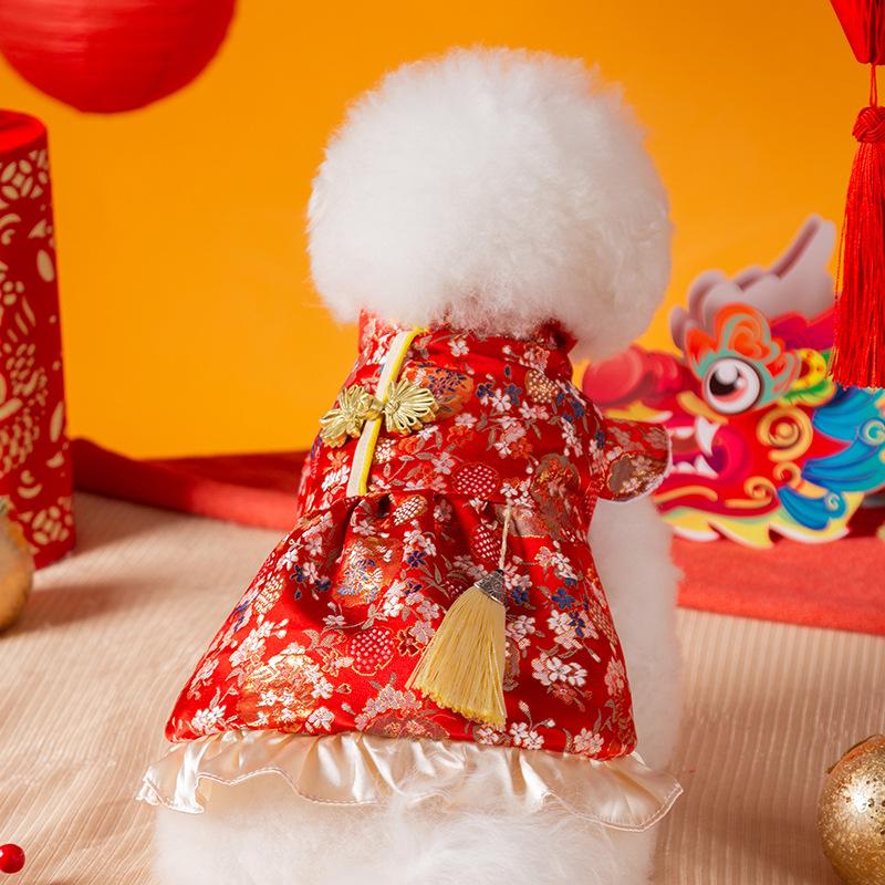 Осенне-зимнее платье для собак с кисточками и сотней цветов, платье для кошек на два фута, новогодняя праздничная новогодняя юбка, одежда для домашних животных