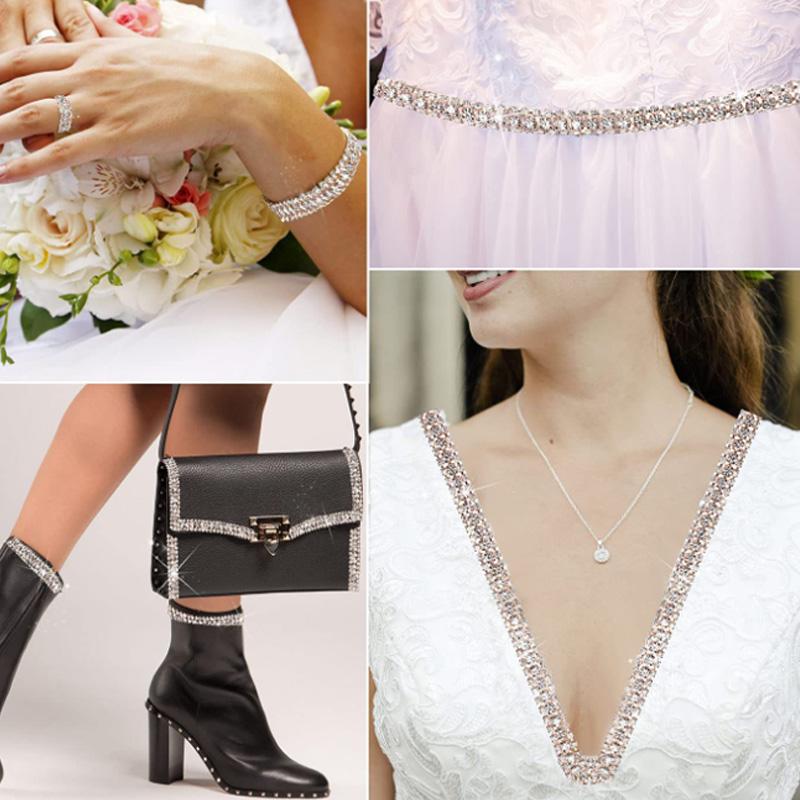 2 рулона стразовой ленты 1 ярд/рулон блестящая наклейка термоаппликация цепь лента для шляп сумок курток стекла DIY