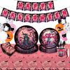 Halloween Themed Party Cutlery Paper Plates Tissue Birthday Supplies Pink Horror Disposable Birthday Party Set
