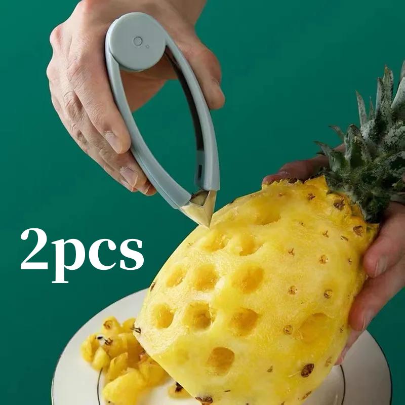 2 шт. Нож для чистки глаз клубники и ананаса, Практичный клип для удаления семян фруктов и овощей, Фруктовые инструменты, Кухонные гаджеты из стали