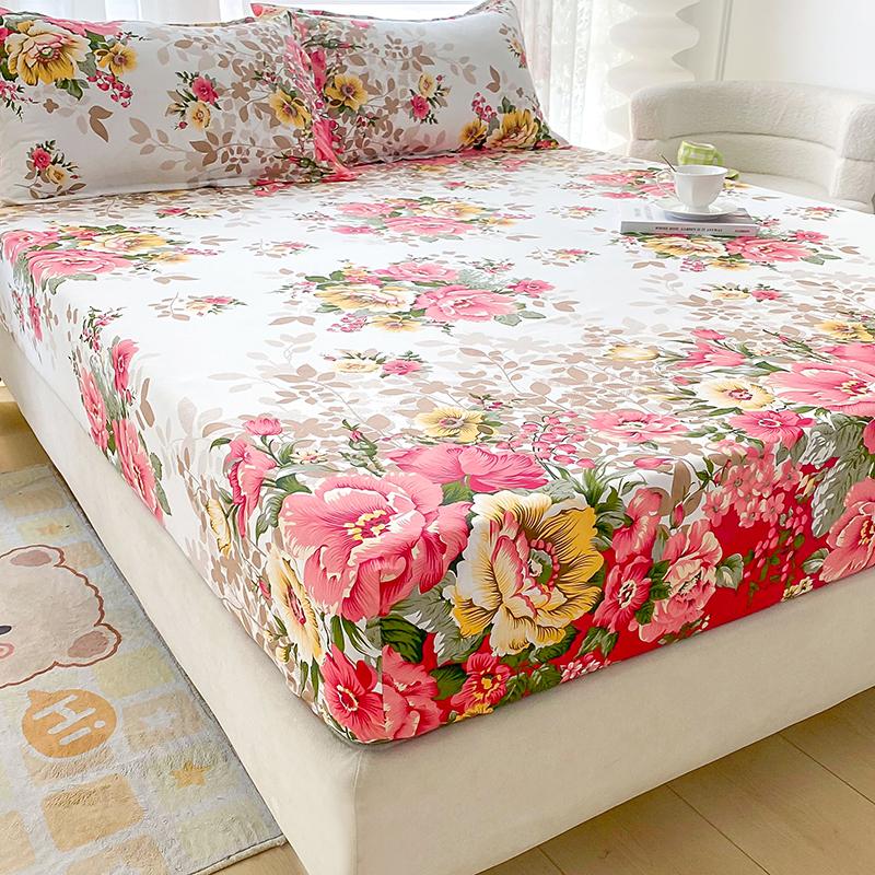 Flower Printed Fitted Bed Sheets Reactive Printed Sabanas Cama Matrimonial Single/Queen/King Mattress Cover Double Bedsheets